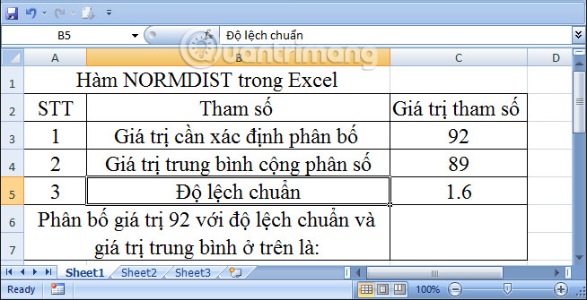 NORMDIST function in Excel 