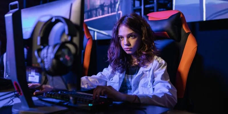 Girl in gaming session 