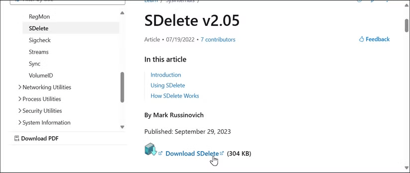 SDelete download page